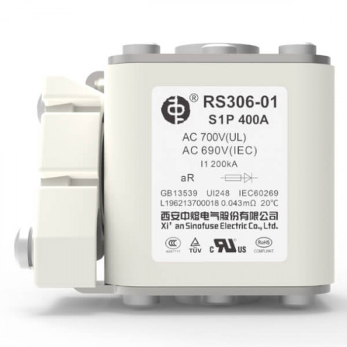 Быстродействующий предохранитель прямоугольный корпус Sinofuse RS306-01-S1P-500A690V, 690В, 500А, aR